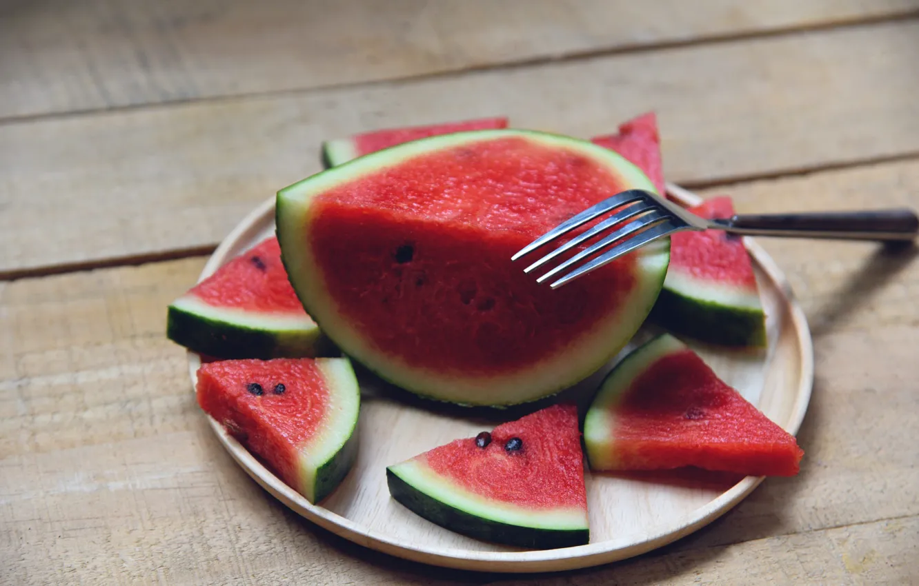 Photo wallpaper table, Board, watermelon, plug, slices, tray, piece