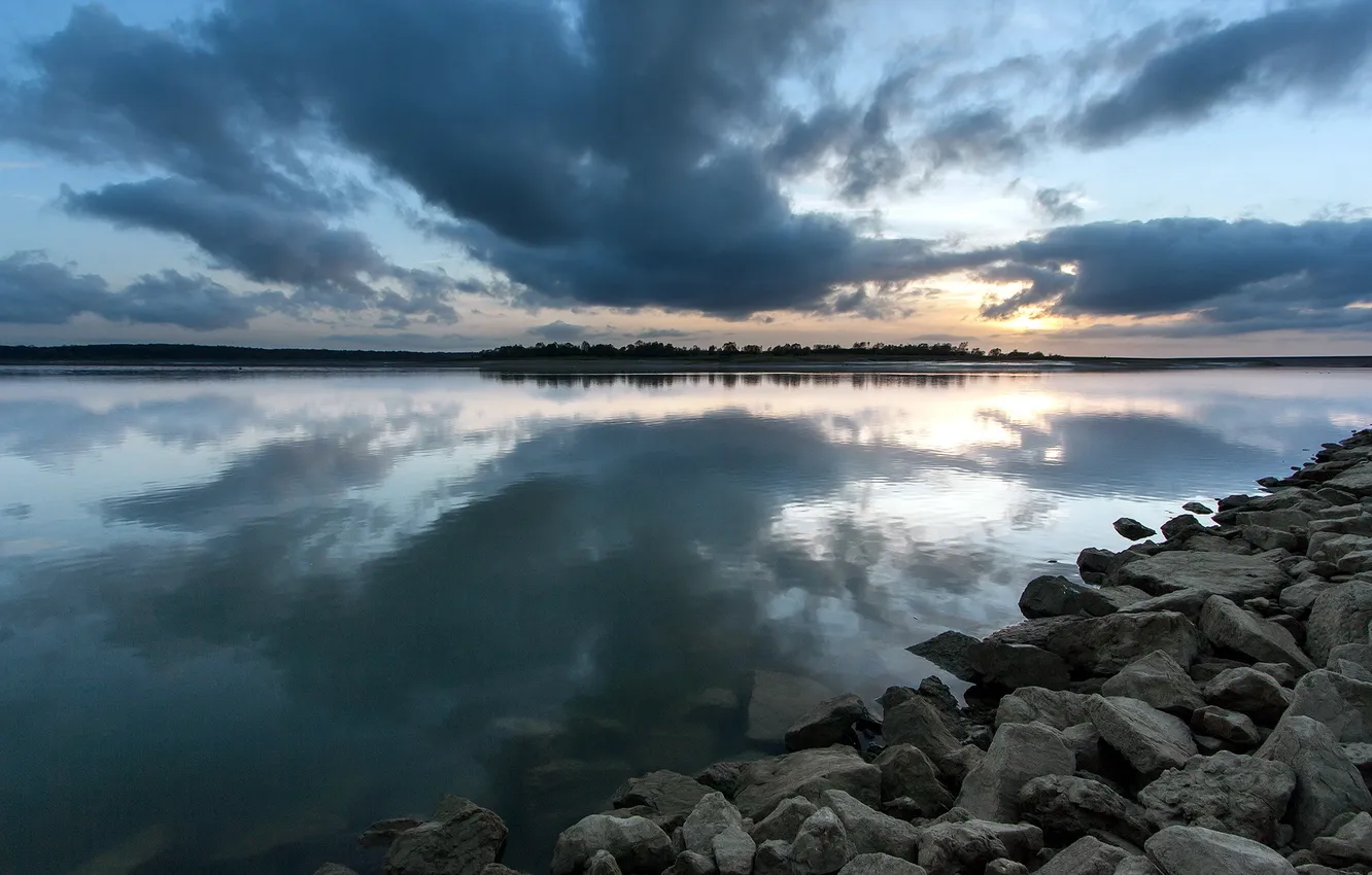 Photo wallpaper landscape, night, nature, lake