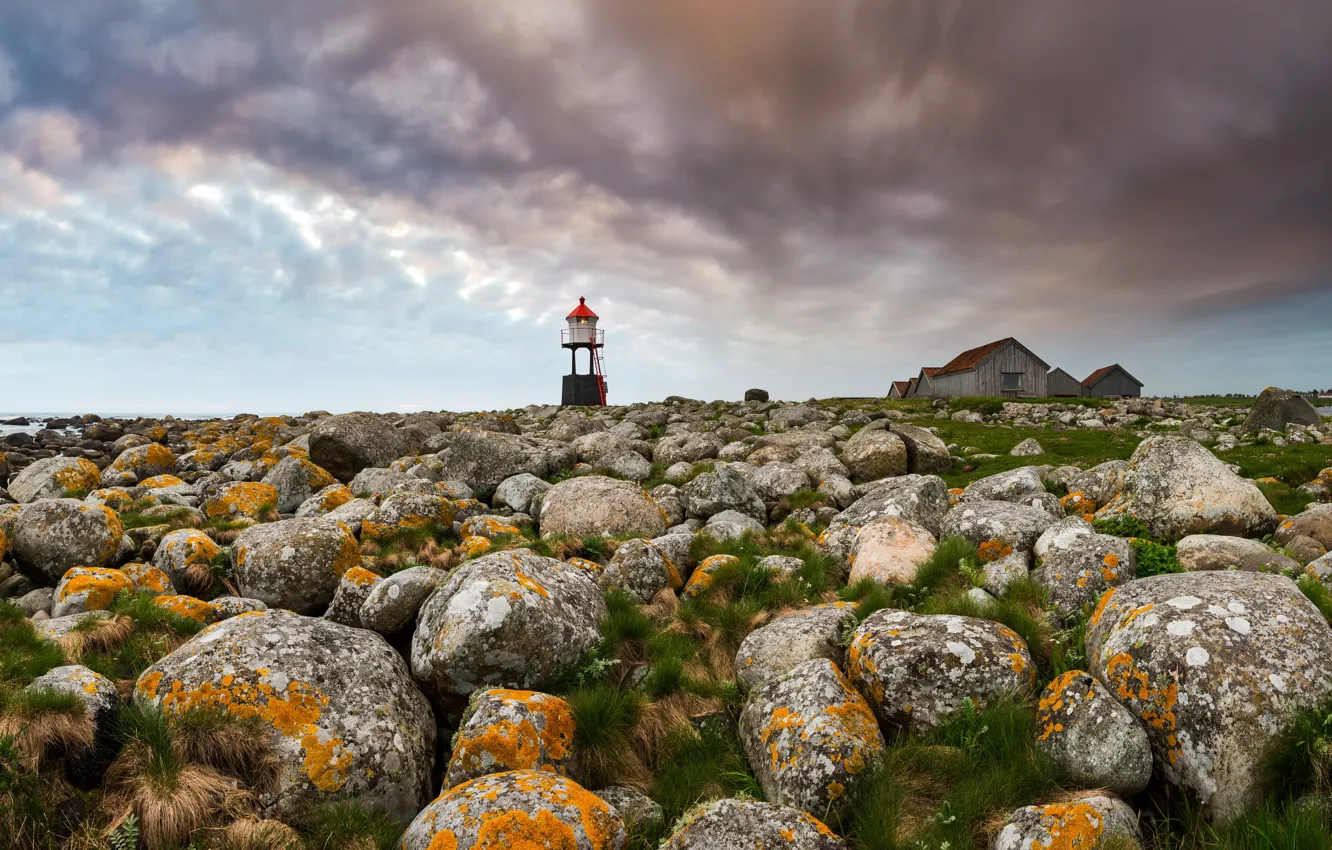Photo wallpaper stones, shore, lighthouse