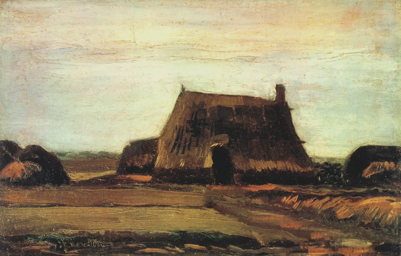 Photo wallpaper hut, Vincent van Gogh, Farm with Stacks of Peat