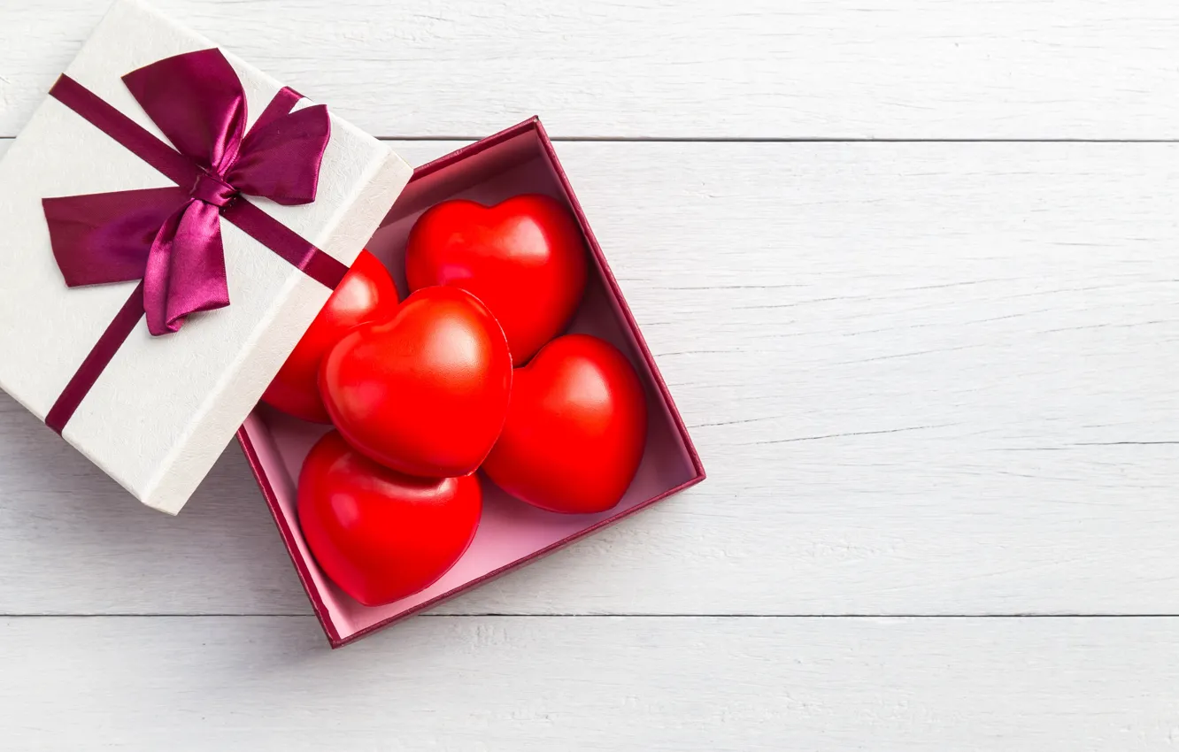 Photo wallpaper love, box, gift, hearts, red, love, box, romantic