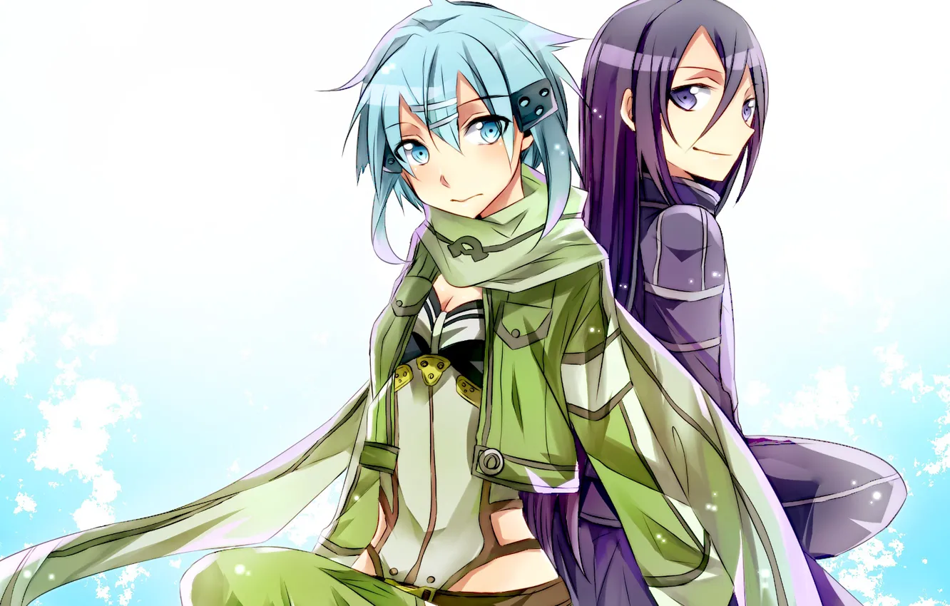 Photo wallpaper look, anime, art, guy, sword art online, sword art online, kirito, sinon