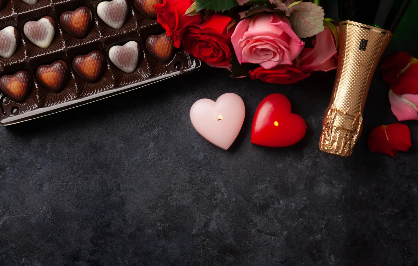 Photo wallpaper love, flowers, gift, romance, roses, love, Valentine's day, flowers