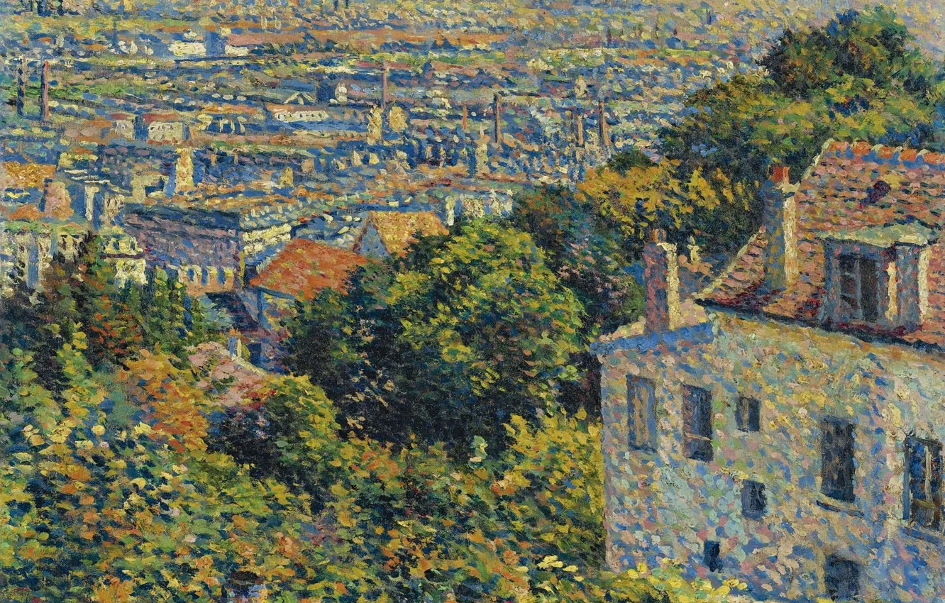 Photo wallpaper picture, the urban landscape, 1900, Maximilien Luce, Maximilien Luce, Montmartre. Street Corto. View on Saint-Denis