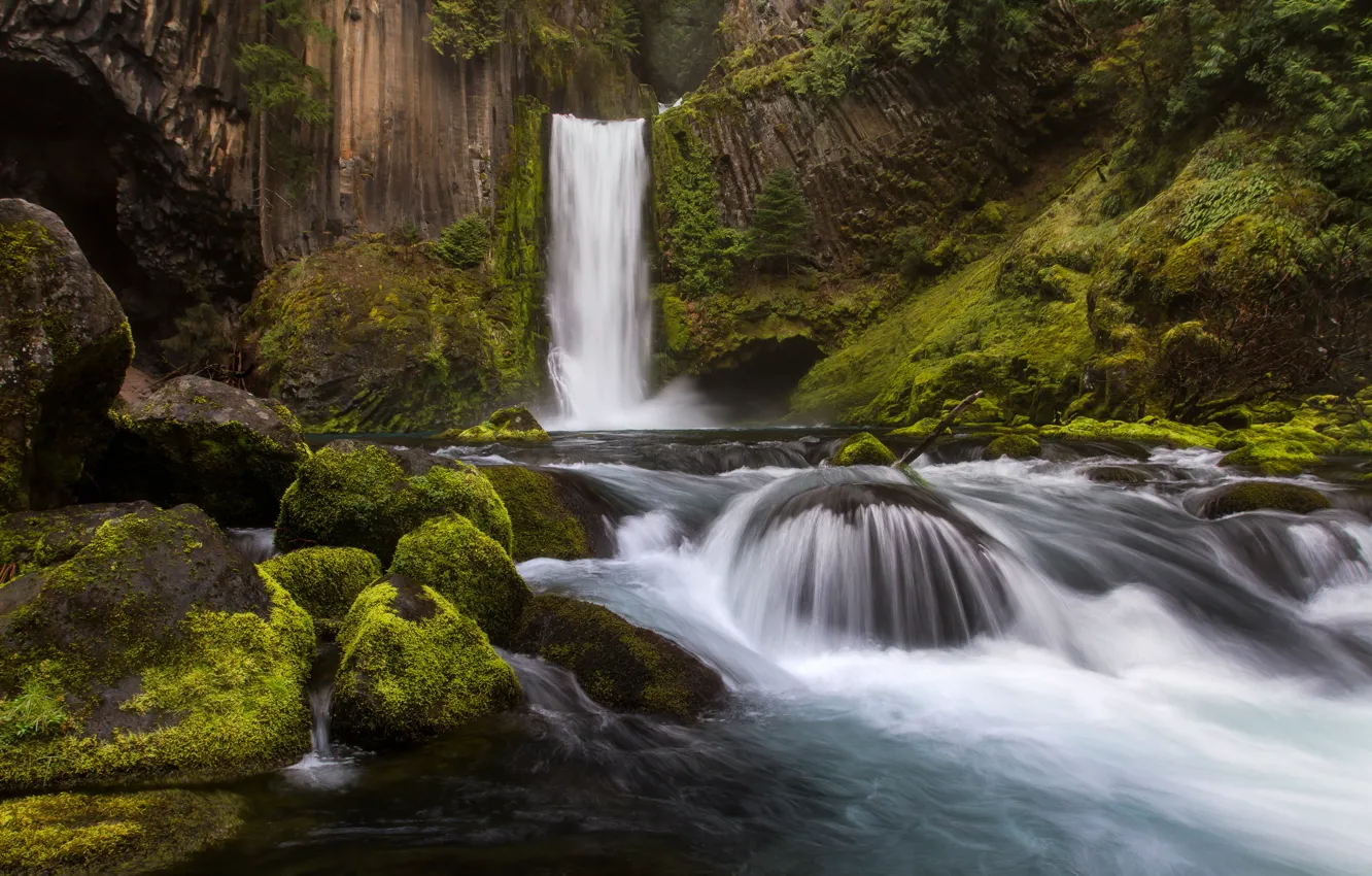 Photo wallpaper river, stones, rocks, waterfall, Oregon, Oregon, Toketee Falls, Waterfall Totti