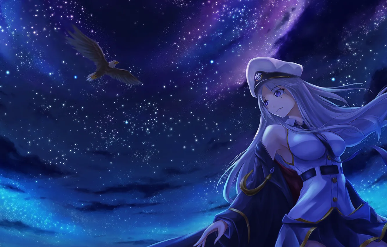 Photo wallpaper girl, night, eagle, Azur Lane