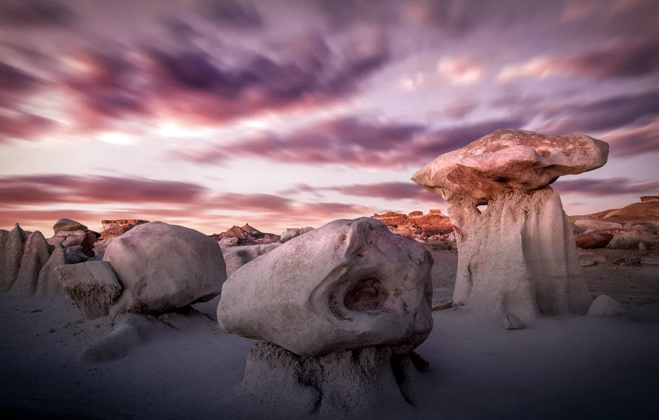 Photo wallpaper stones, desert, USA, Bisti Badlands, New Mexico