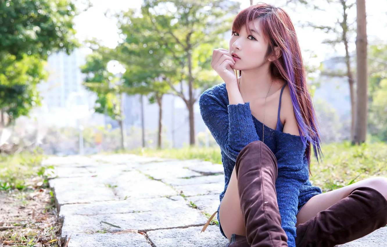 Photo wallpaper girl, portrait, Asian