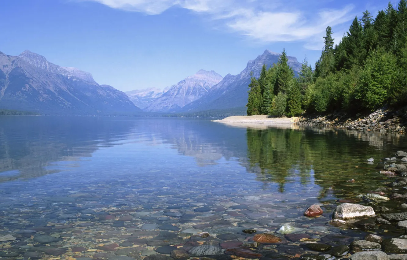 Photo wallpaper forest, mountains, nature, lake