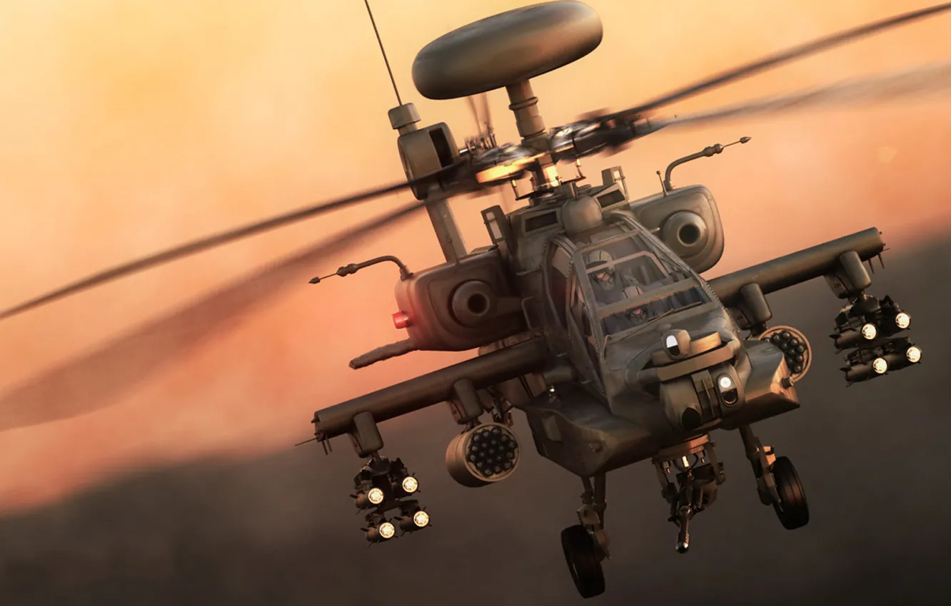 Photo wallpaper graphics, art, Apache, Douglas, McDonnell, AH-64, the main attack helicopter
