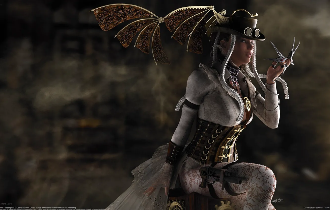 Photo wallpaper girl, outfit, claws, steampunk, queen of steampunk, Steampunk
