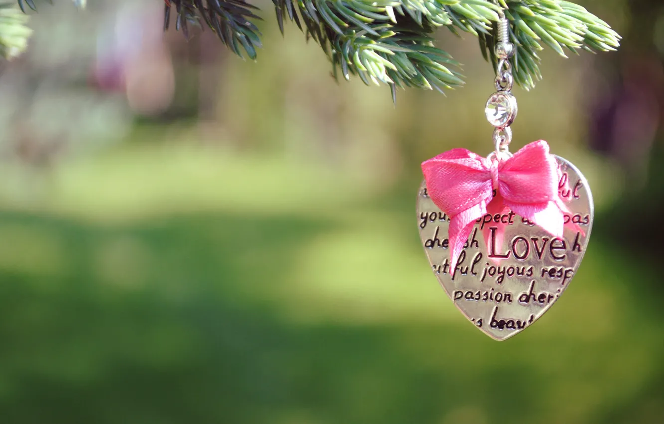 Photo wallpaper trees, love, heart, bokeh