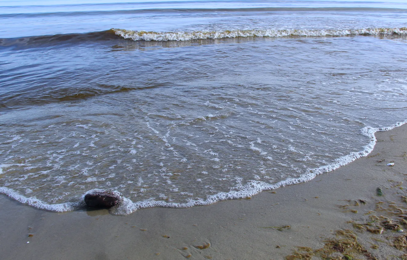 Photo wallpaper beach, sea, stone, water, sand