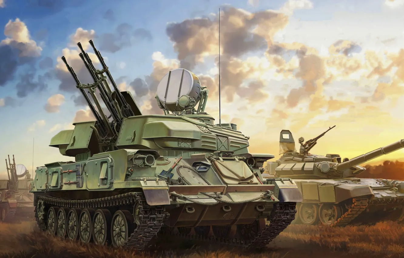 Photo wallpaper tank, APU, Shilka, ZSU-23-4, USSR/Russia