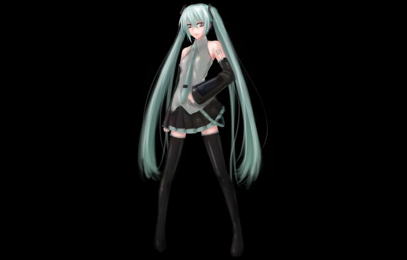 Photo wallpaper girl, background, anime, art, form, vocaloid, hatsune miku, Prime