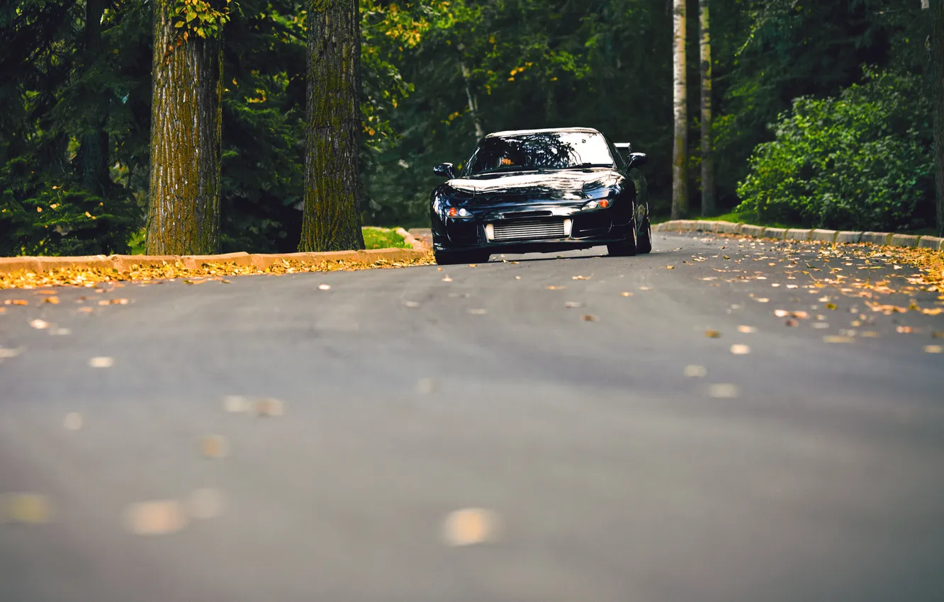 Photo wallpaper road, autumn, Mazda, RX7