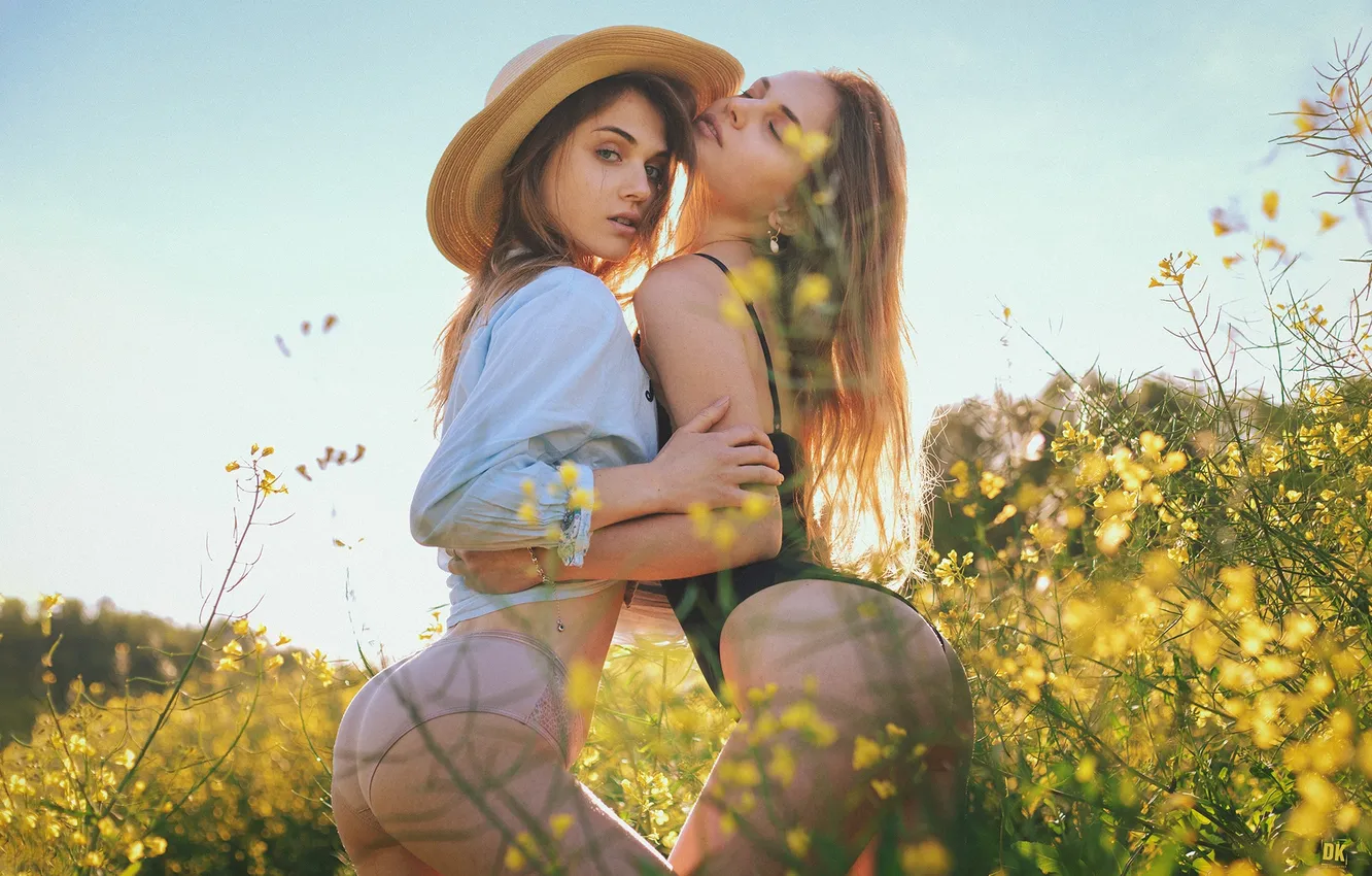 Photo wallpaper ass, long hair, model, looking at viewer, Two Women, hair hanging down, Dmitry Kulikov, women …