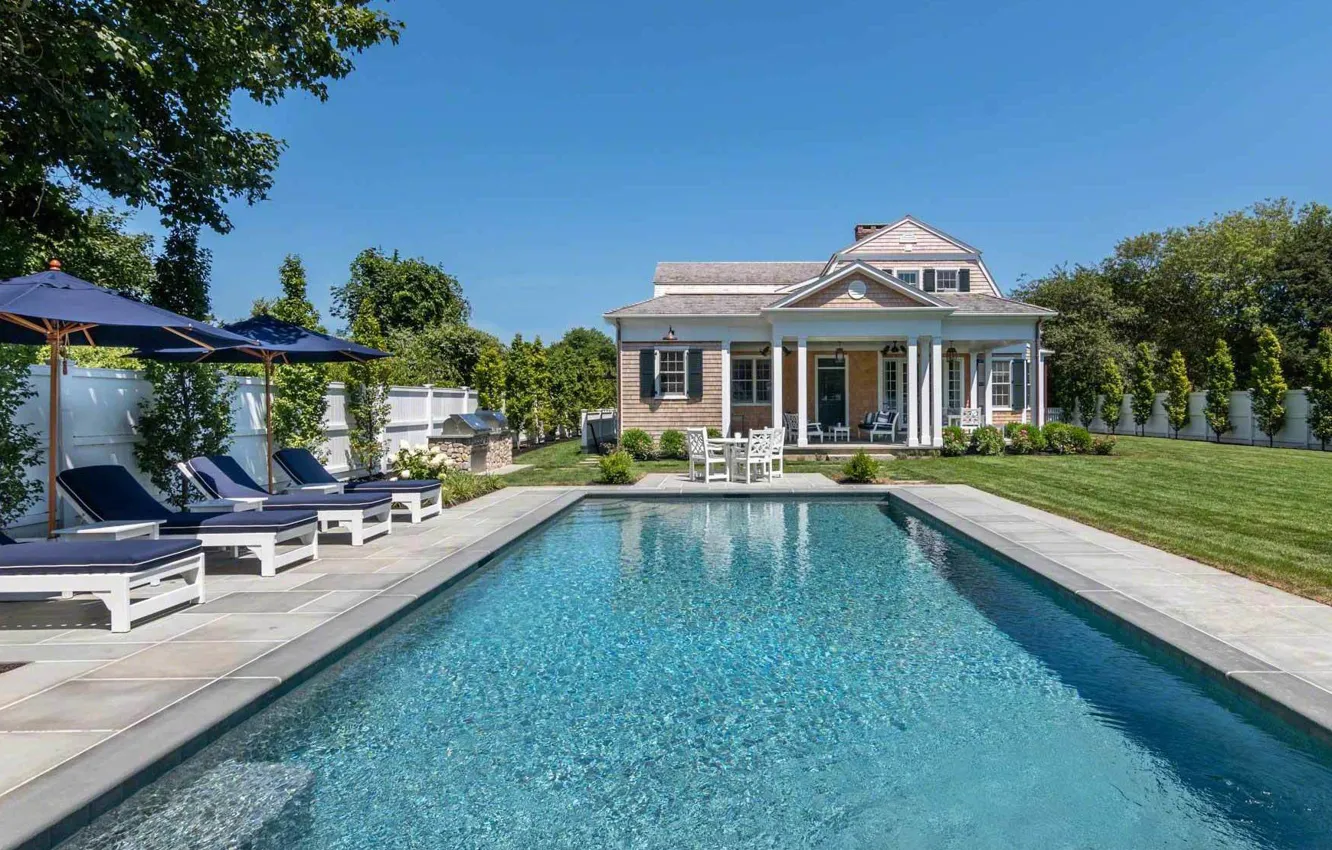 Photo wallpaper style, home, pool, yard, architecture, cottage, terrace