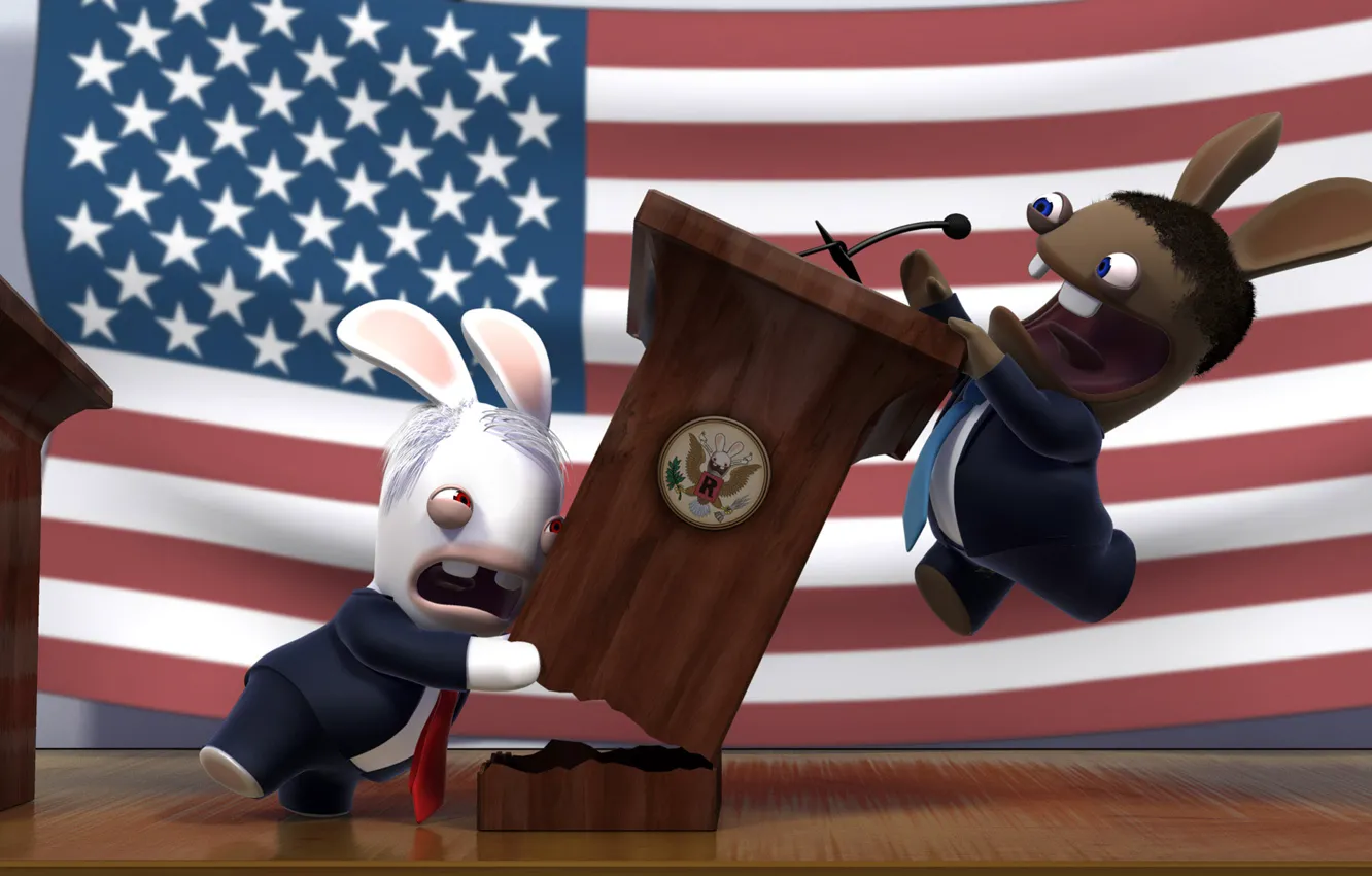 Photo wallpaper Rabbit, fight, the trick, Obama, President, McCain