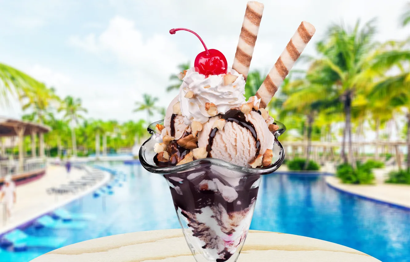 Photo wallpaper pool, ice cream, dessert