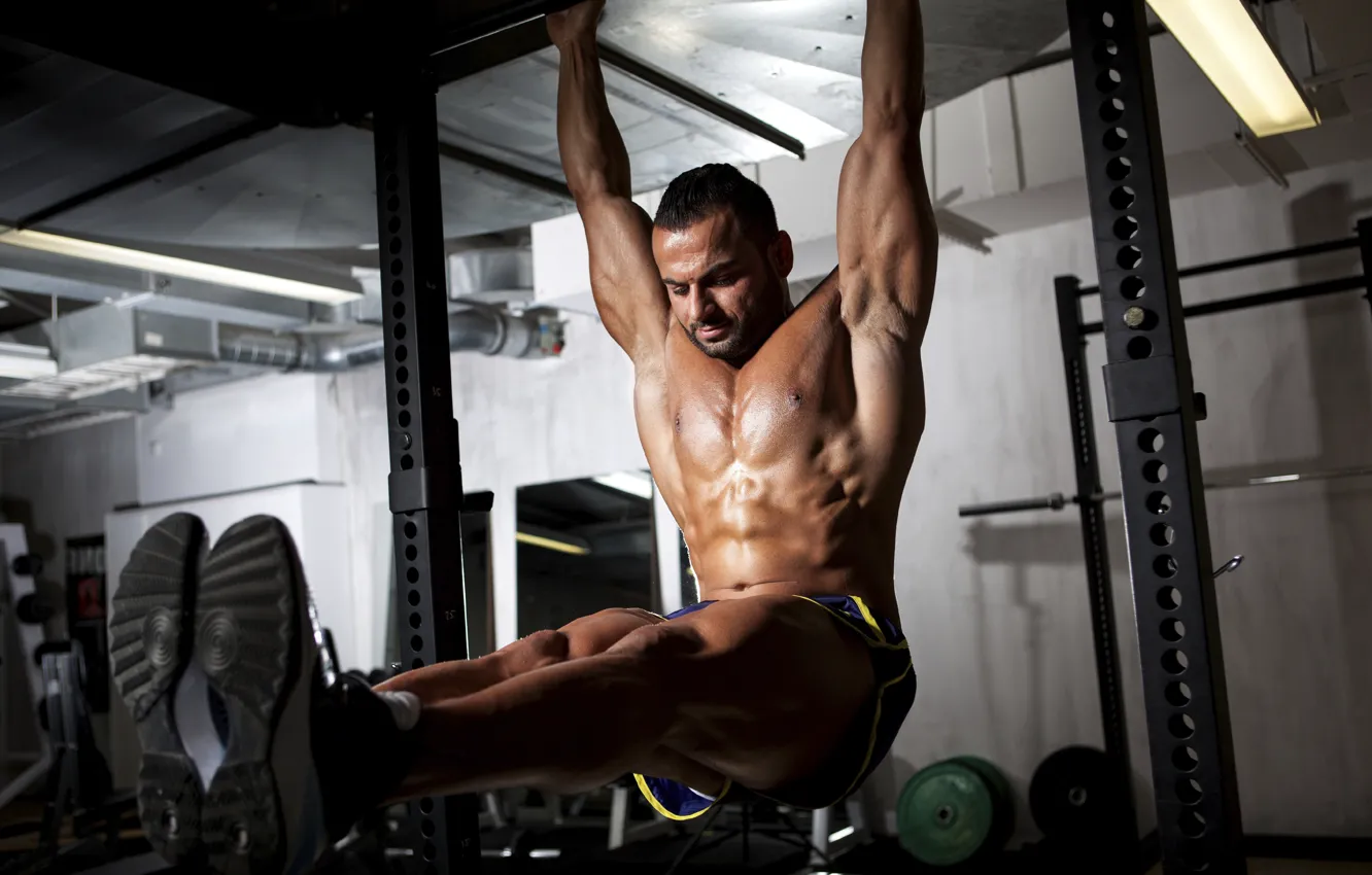 Photo wallpaper Muscle, muscle, training, athlete, the horizontal bar, workout, workout, gym