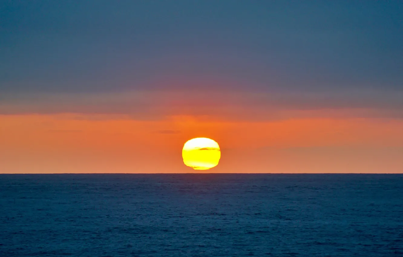 Photo wallpaper fireball, twilight, sea, ocean, sunset, seascape, sun, dusk