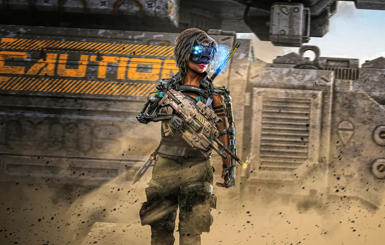 Photo wallpaper Guns, artist, artwork, warrior