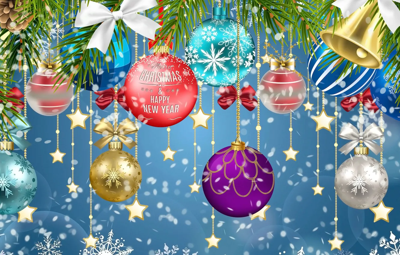 Photo wallpaper Graphics, Christmas, Bombki