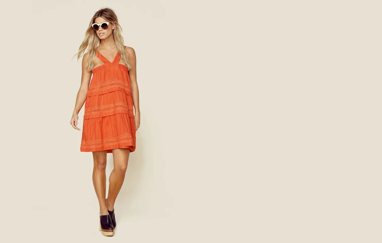 Photo wallpaper girl, dress, beautiful, model, cute, sunglasses, long-haired, clothes