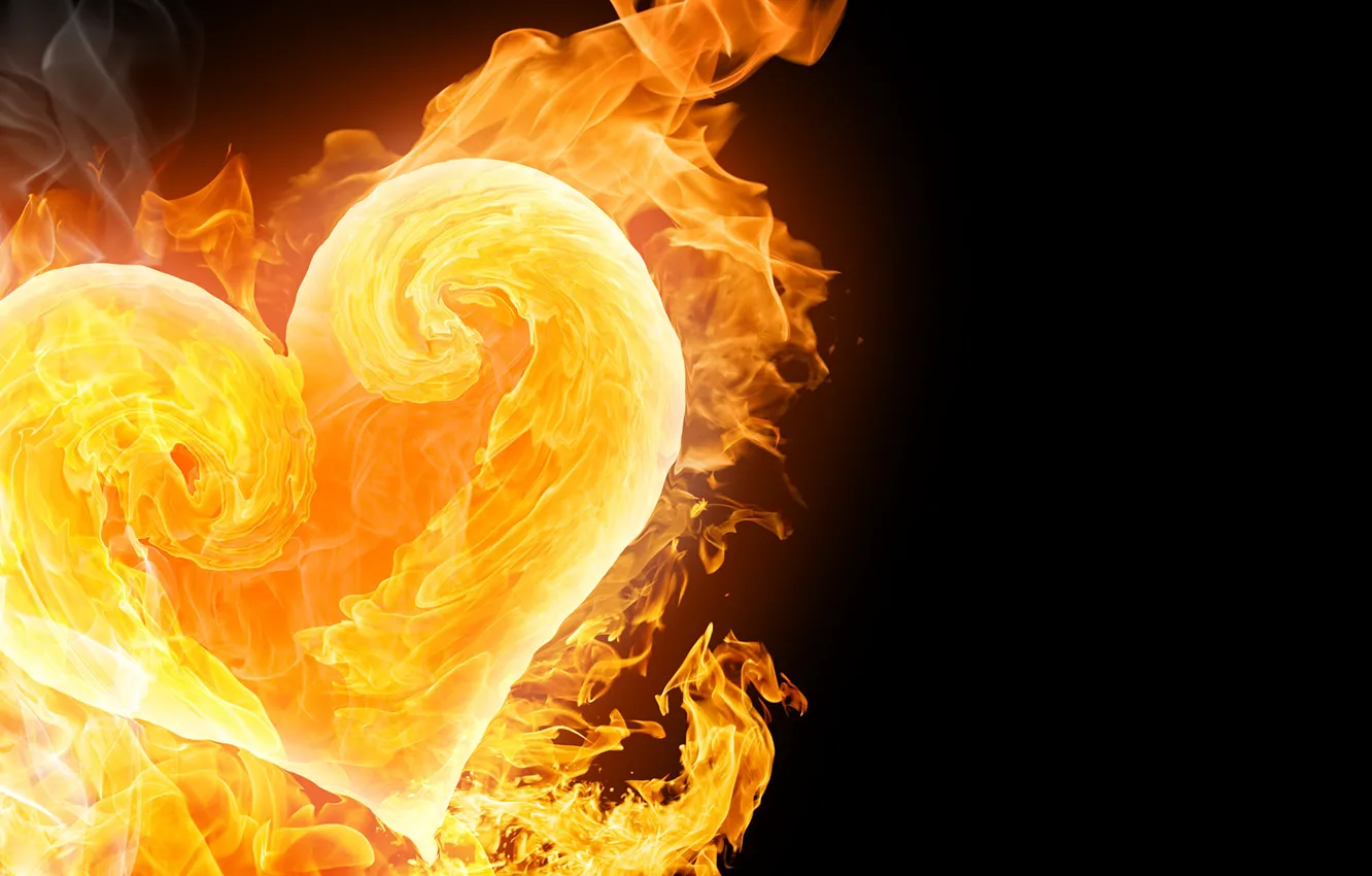 Photo wallpaper fire, Wallpaper, Love, black background