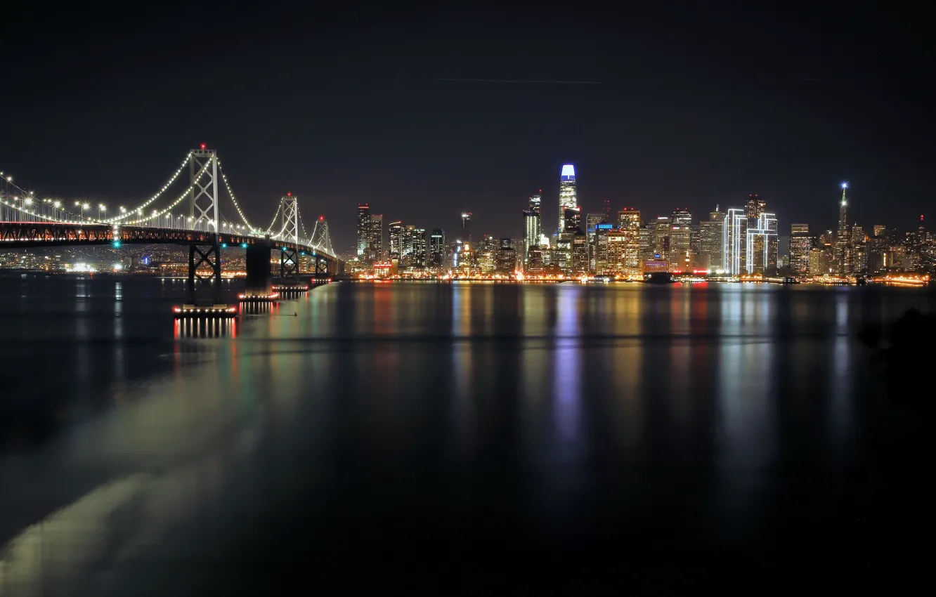 Photo wallpaper night, bridge, the city, SAN FRANCISCO