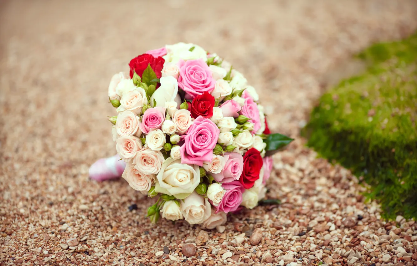 Photo wallpaper flowers, roses, bouquet, pink, white, pink, flowers, bouquet