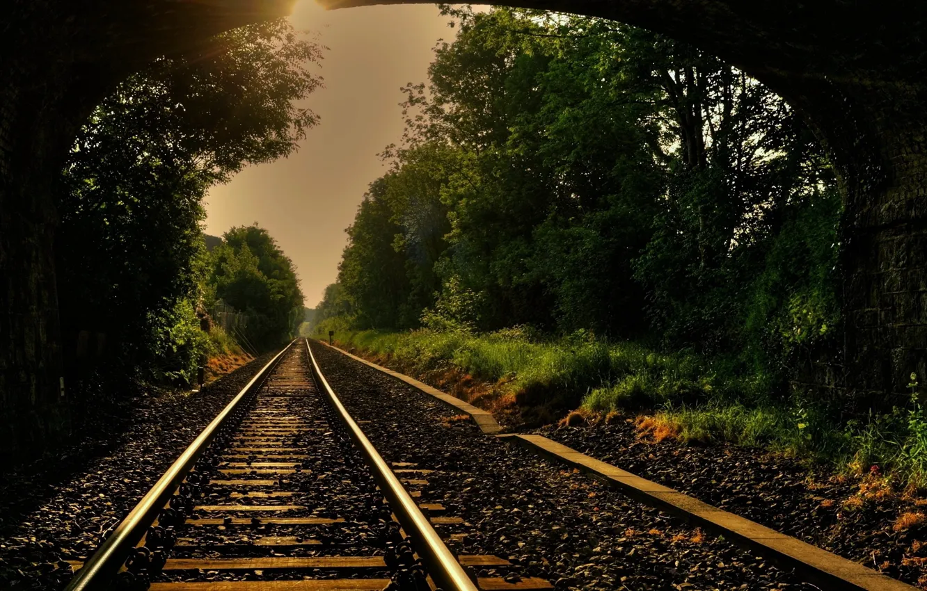 Photo wallpaper nature, the way, rails, railroad