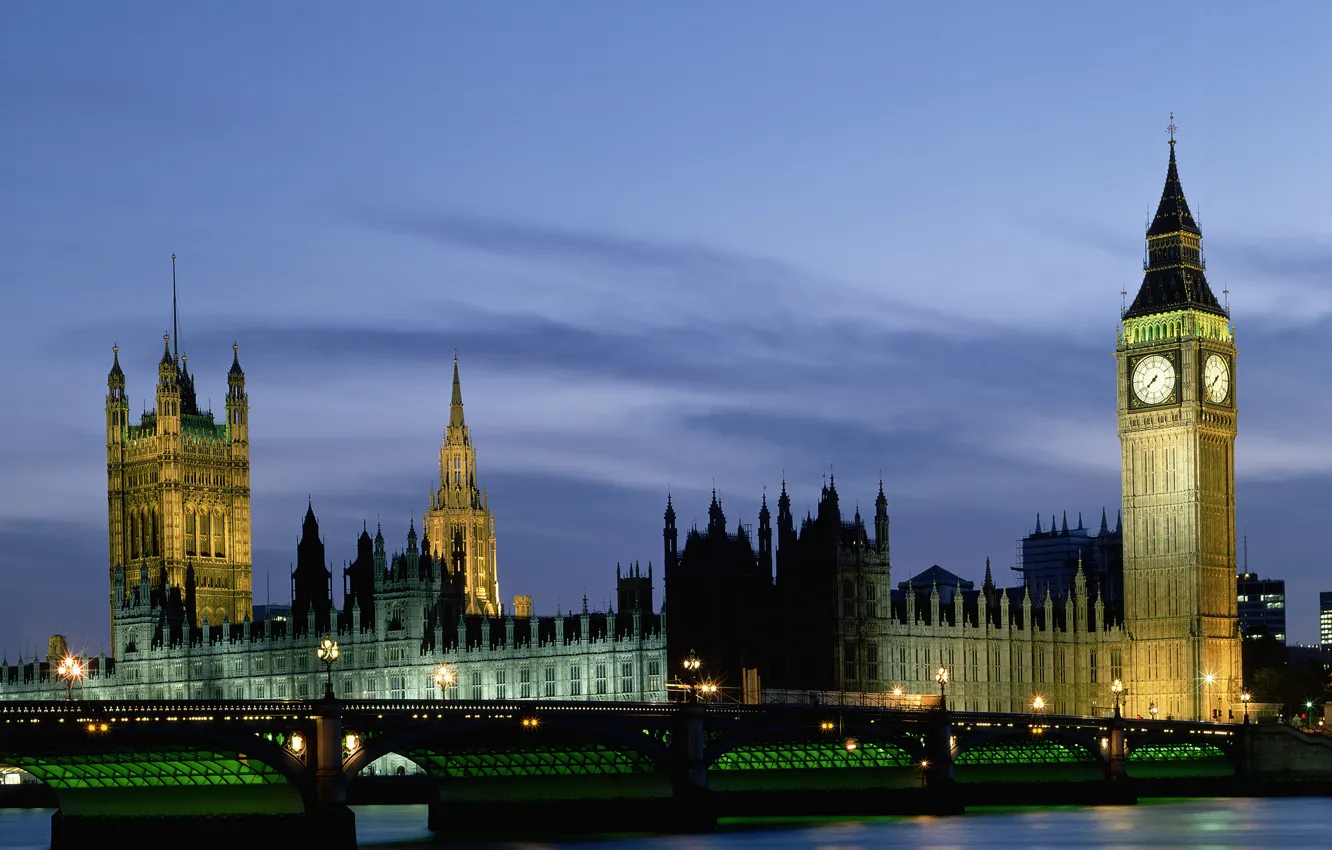 Photo wallpaper bridge, England, London, Parliament, big Ben