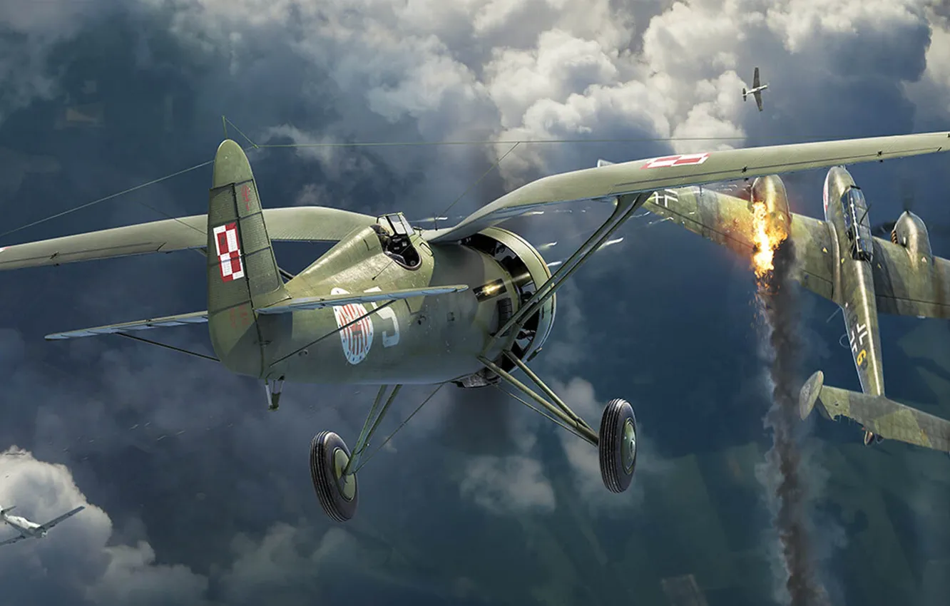 Photo wallpaper PZL P.11, Messerschmitt Bf.110, twin-engine heavy fighter, Antonis (rOEN911) Karidis, GMT GAMES Wing Leader, Polish …