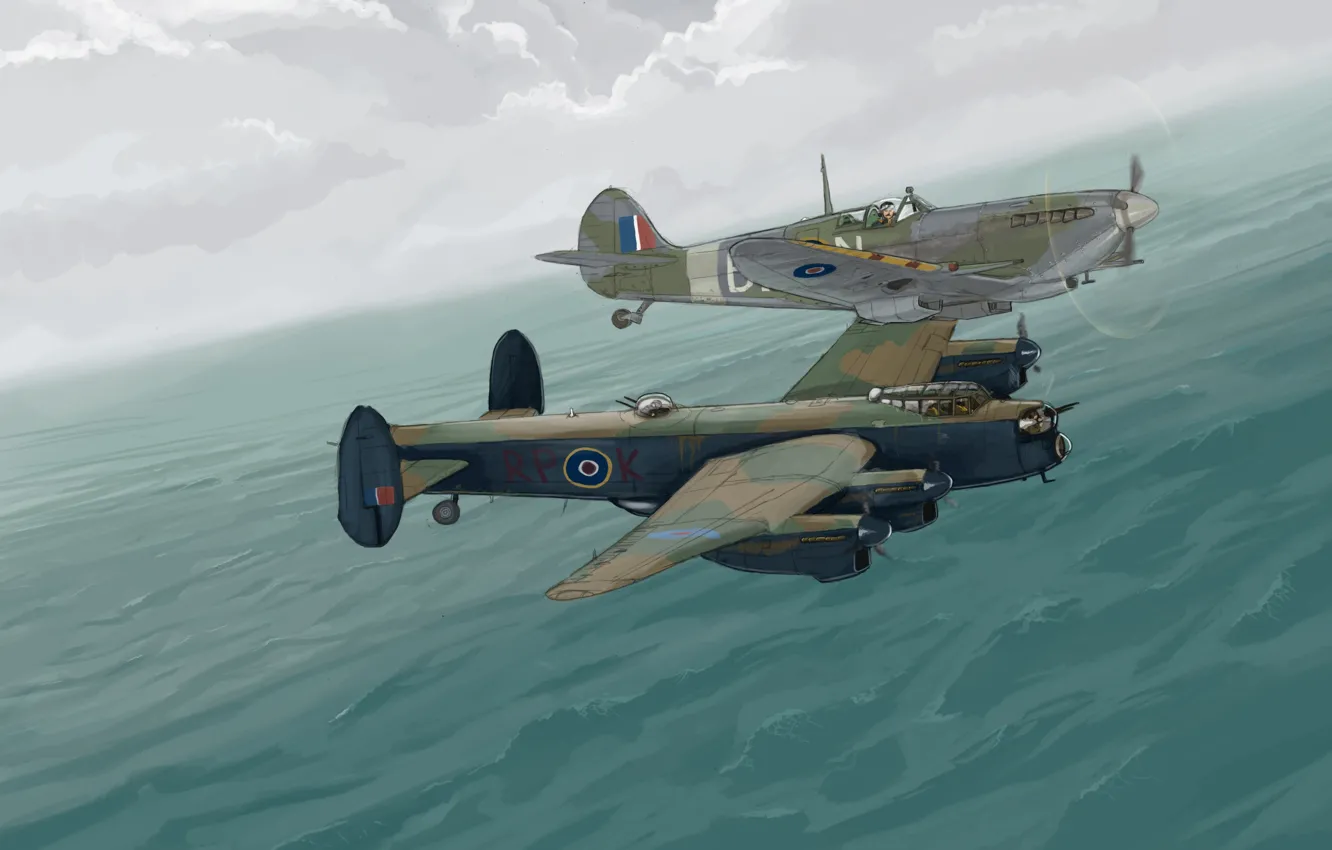 Photo wallpaper aircraft, war, art, airplane, aviation, dogfight