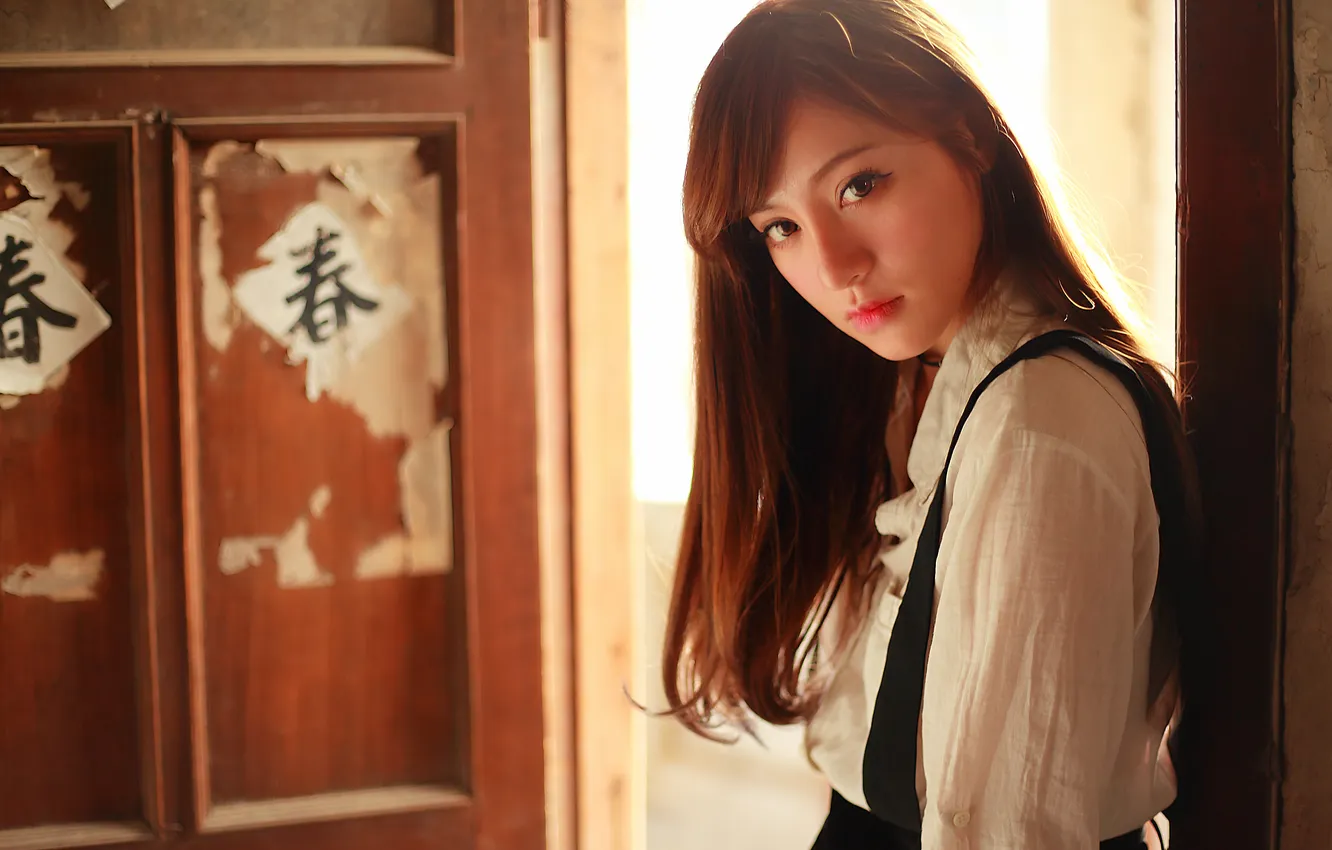 Photo wallpaper look, girl, face, Asian