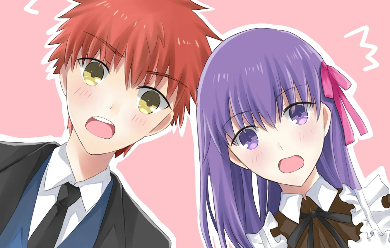 Photo wallpaper girl, surprise, guy, Fate stay night, Fate / Stay Night