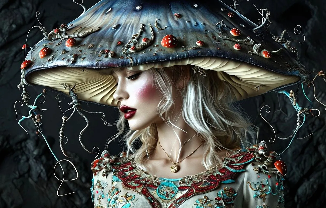 Photo wallpaper girl, decoration, blonde, blush, digital art, digital art, fantasy art, artificial intelligence