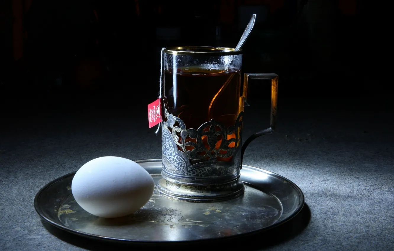 Photo wallpaper BACKGROUND, PATTERNS, EGG, MACRO, FOOD, GLASS, TRAY, SILVER