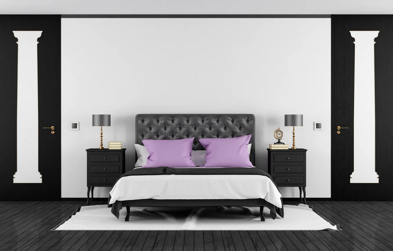 Photo wallpaper design, bed, interior, bedroom, bedroom, Luxury