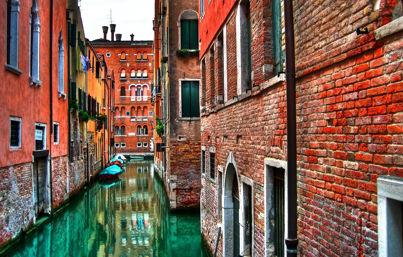 Photo wallpaper water, wall, home, brick, Italy, Venice, Channels