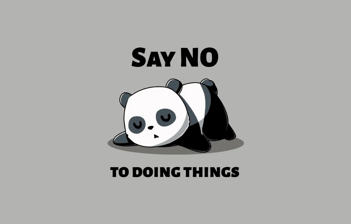 Photo wallpaper sleeping, Minimalism, panda, humor, simple background, say no