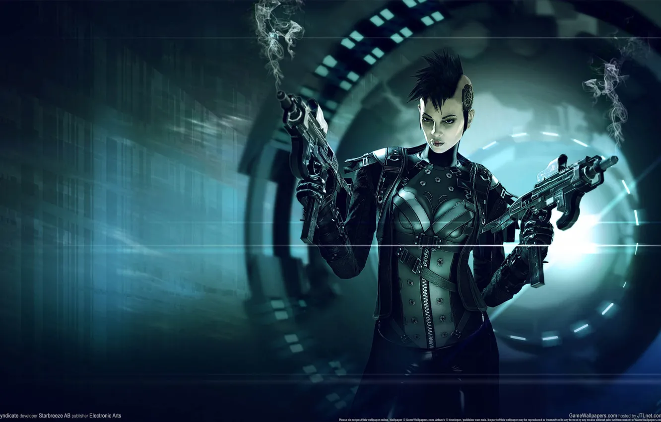 Photo wallpaper girl, weapons, Syndicate