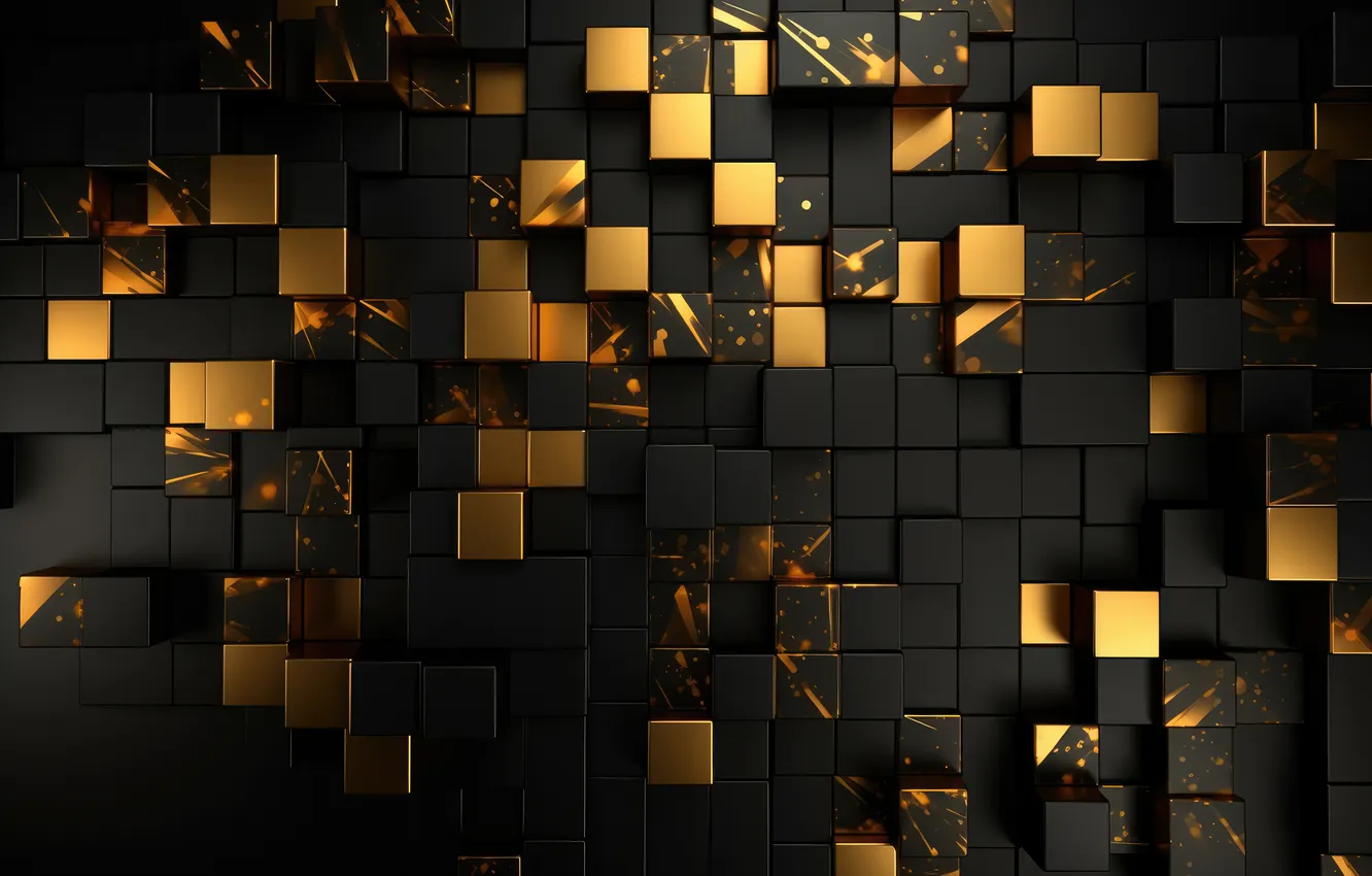 Photo wallpaper yellow, abstraction, the dark background, wall, Cuba, black, structure, squares
