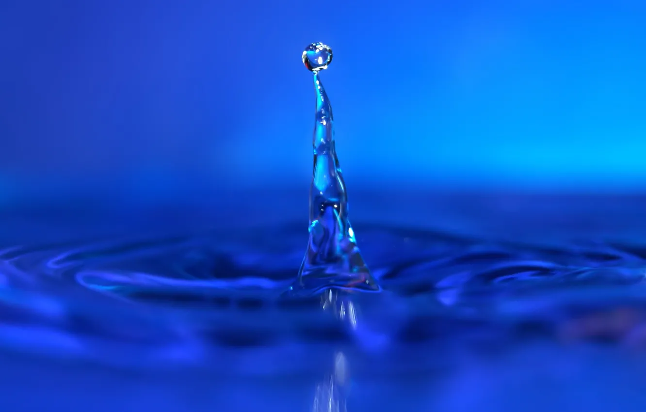 Photo wallpaper blue, drop, Water
