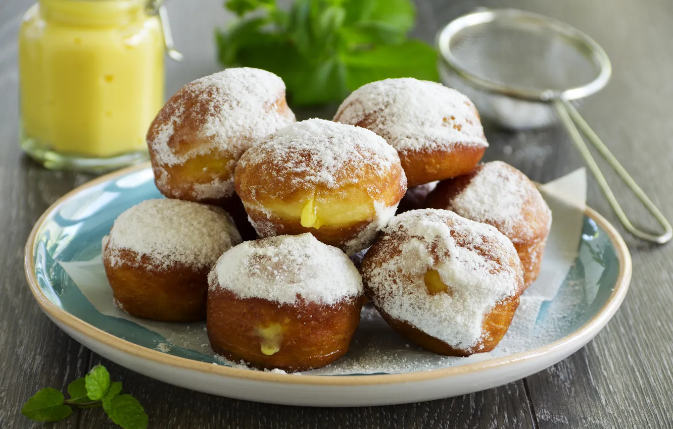 Photo wallpaper sweets, cakes, doughnuts with vanilla cream