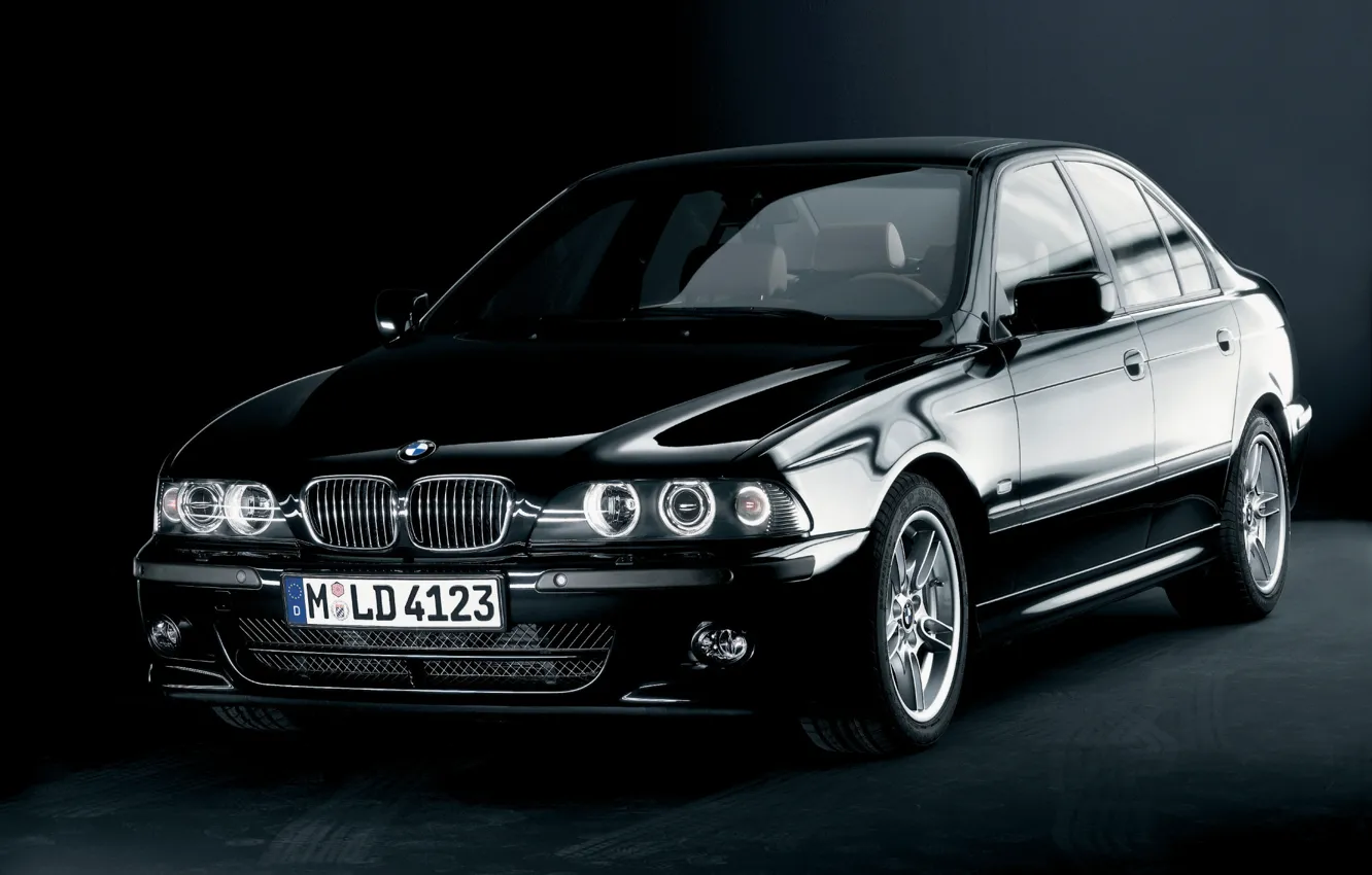 Photo wallpaper black, BMW, car, sedan, black, E39, 5 Series, High-Line Sport