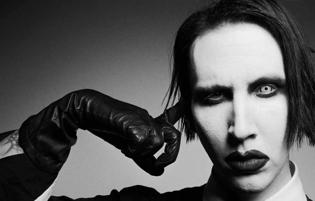Photo wallpaper music, image, black and white, Marilyn Manson, Marilyn Manson
