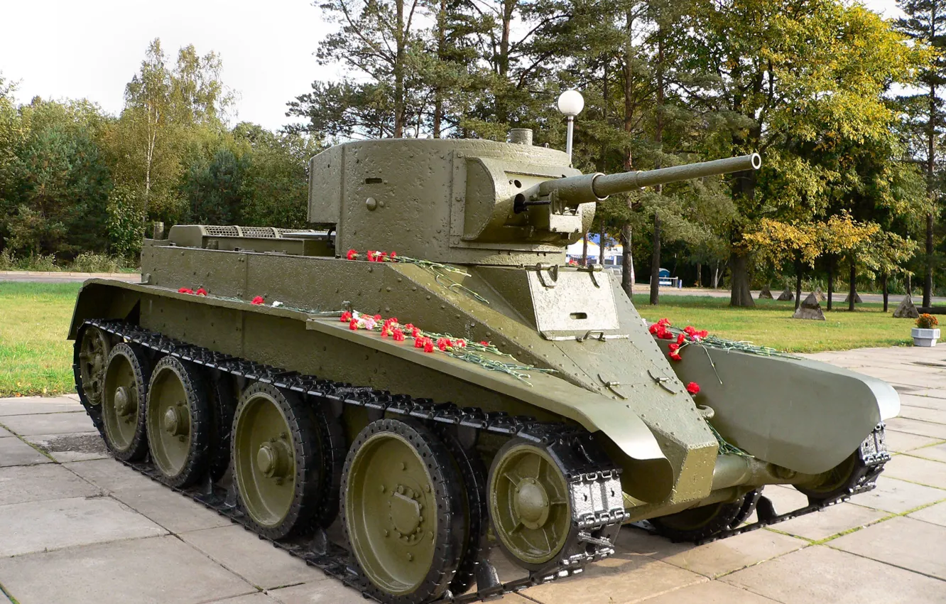 Photo wallpaper flowers, memory, weapons, war, tank